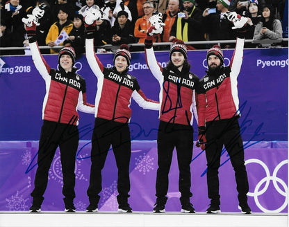 Signed Cournoyer + Dion + Girard+ Charles Hamelin Short Track Speed Skating 8x10