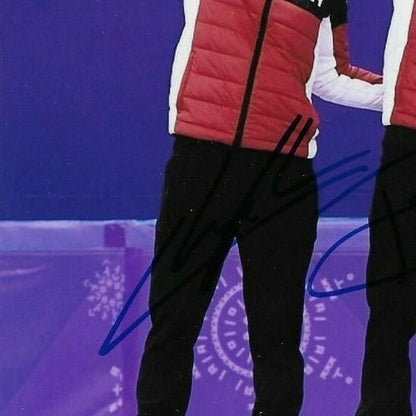 Signed Cournoyer + Dion + Girard+ Charles Hamelin Short Track Speed Skating 8x10