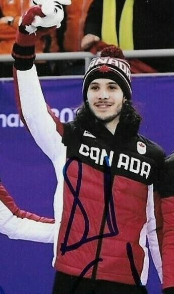 Signed Cournoyer + Dion + Girard+ Charles Hamelin Short Track Speed Skating 8x10