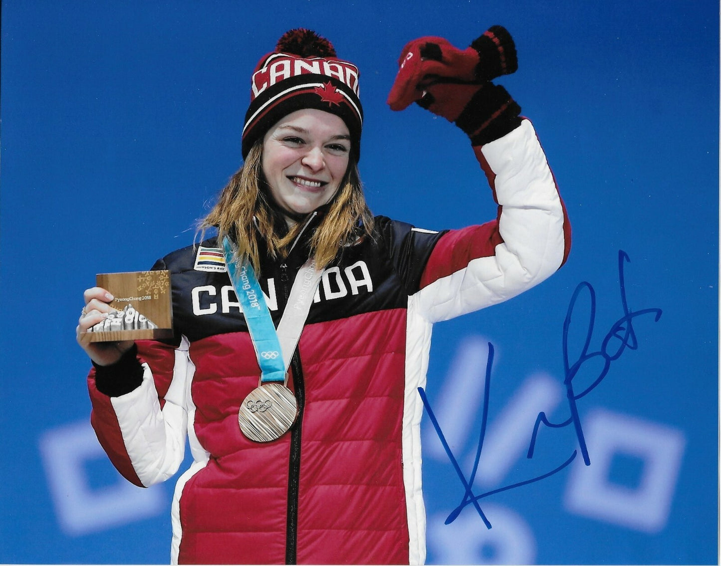 Signed Kim Boutin Olympics Short Track Speed Skating 8x10 Photo #1 Original