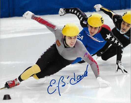Signed Eric Bedard Olympics Short Track Speed Skating 8x10 Photo #1 Original
