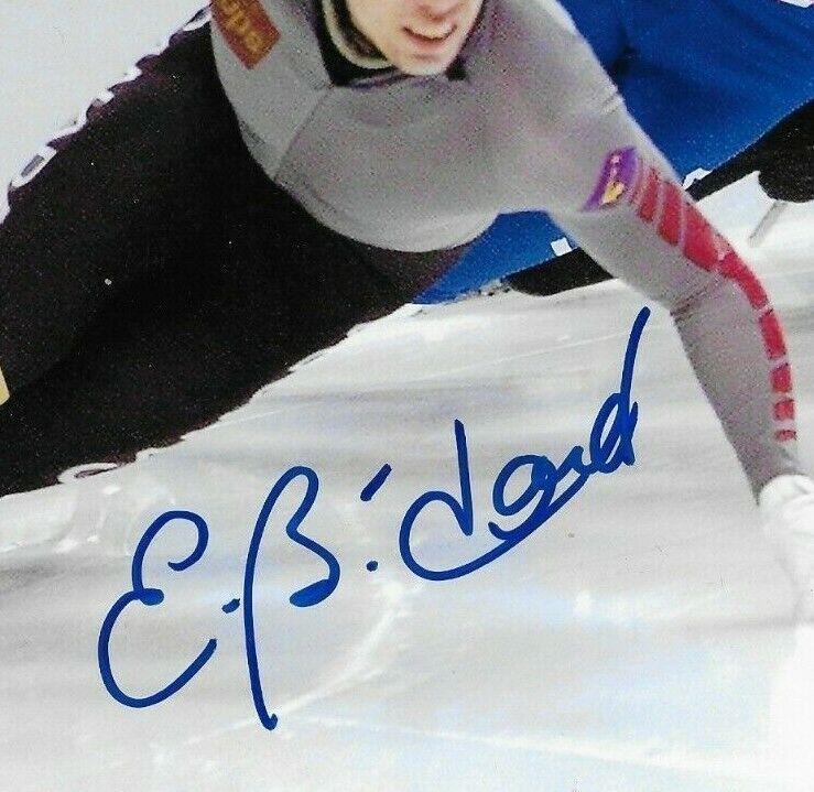 Signed Eric Bedard Olympics Short Track Speed Skating 8x10 Photo #1 Original