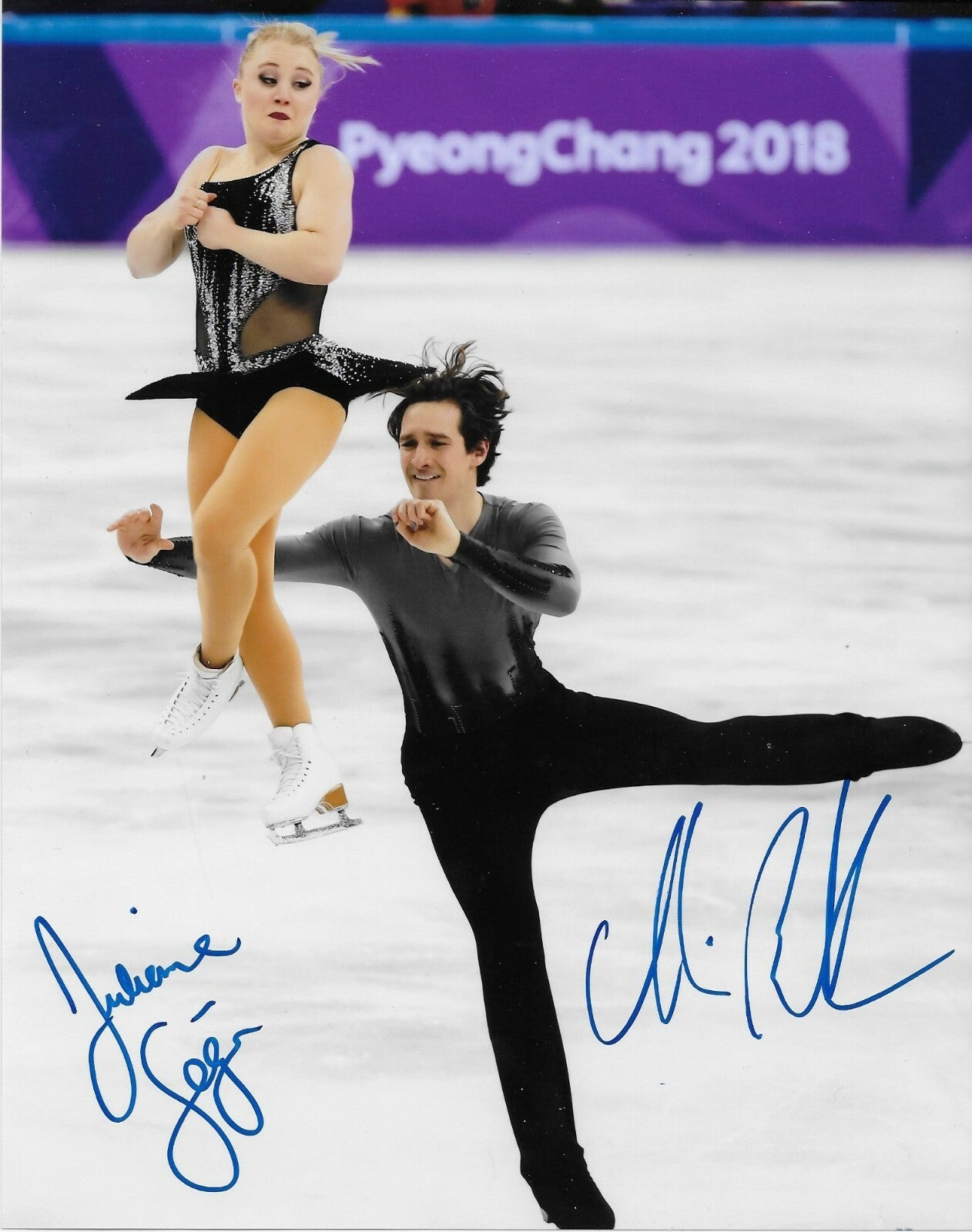 Signed Julianne Seguin + Charlie Bilodeau Olympics Figure Skating 8x10 Photo #2