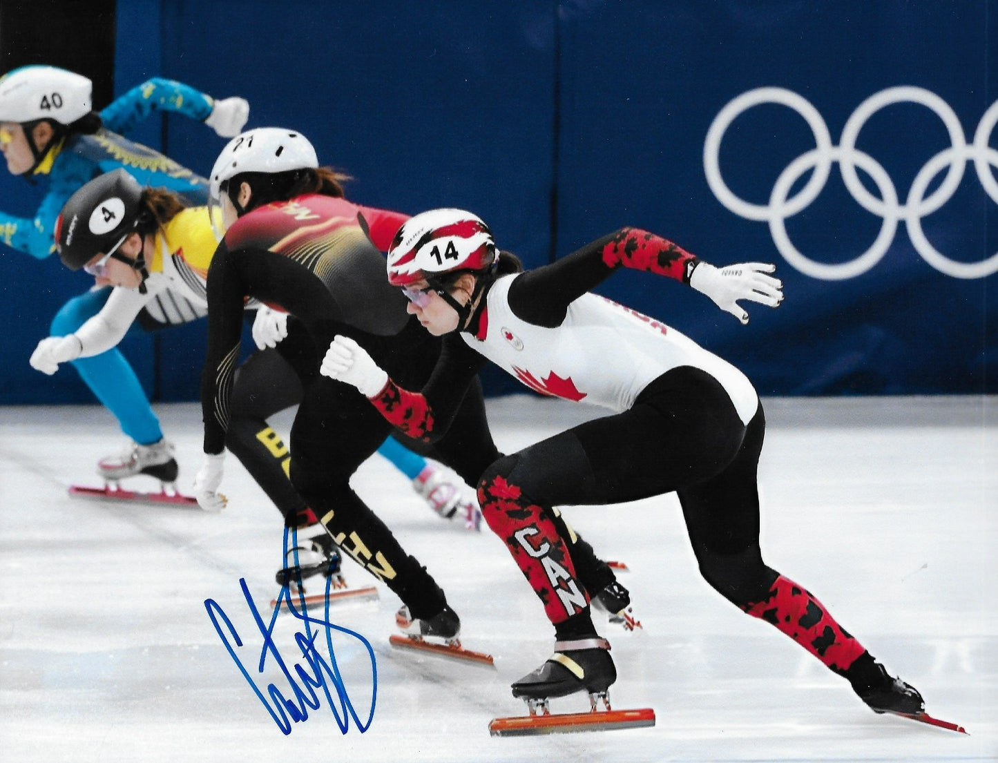Signed Courtney Sarault 2026 Milano Olympics Speed Skating 8x10 Ph. #1 Original