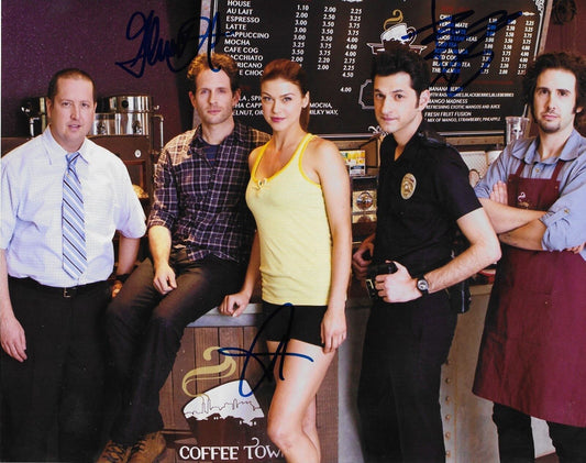 Autographed Adrianne Palicki Ben Schwartz Glen Howerton signed Coffee Town 8x10