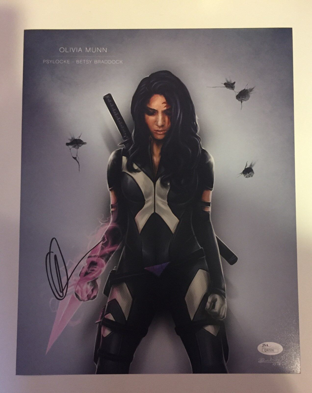 Autographed Olivia Munn signed X-MEN 11x14 w/JSA Psylocke 2