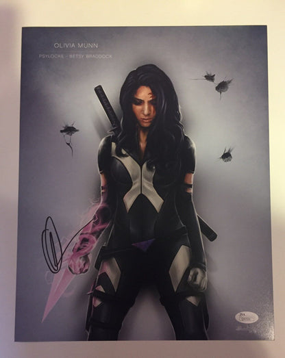 Autographed Olivia Munn signed X-MEN 11x14 w/JSA Psylocke 2