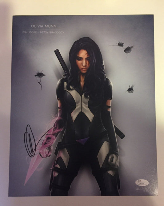 Autographed Olivia Munn signed X-MEN 11x14 w/JSA Psylocke 2