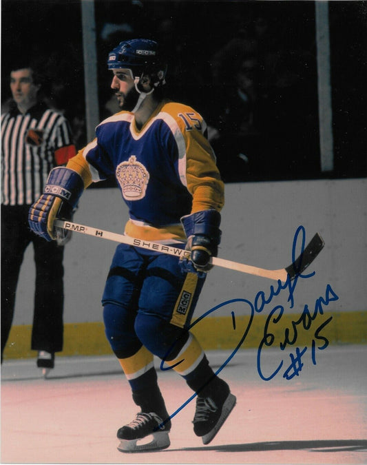 Autographed Los Angeles Kings Daryl Evans 8x10 Photo Original