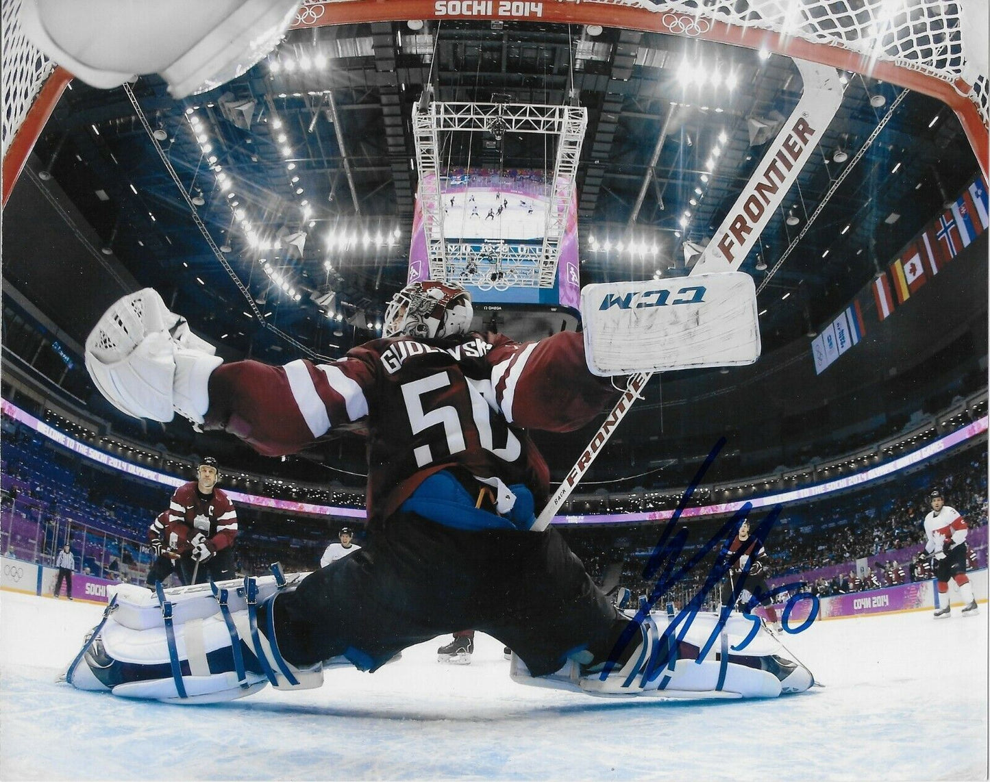 Photo autographiée de Kristers Gudlevskis du Lightning de Tampa Bay 8x10 