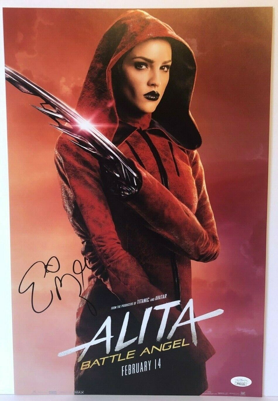 Photo autographiée 12x18 signée par Eiza Gonzalez Affiche du film Alita JSA