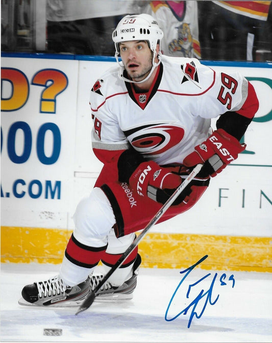 Photo autographiée de Chad Larose des Hurricanes de la Caroline 8x10