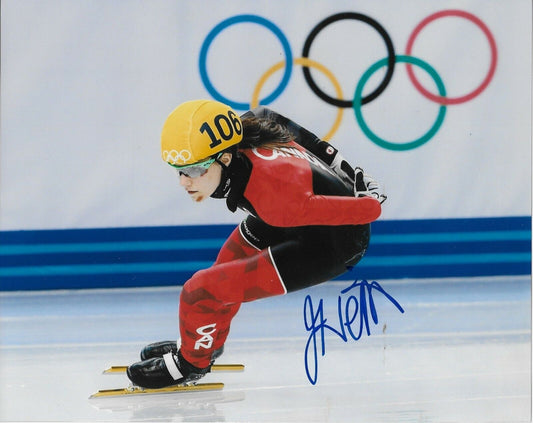 Auto. Jessica Hewitt Olympics Short Track Speed Skating 8x10 Photo Original