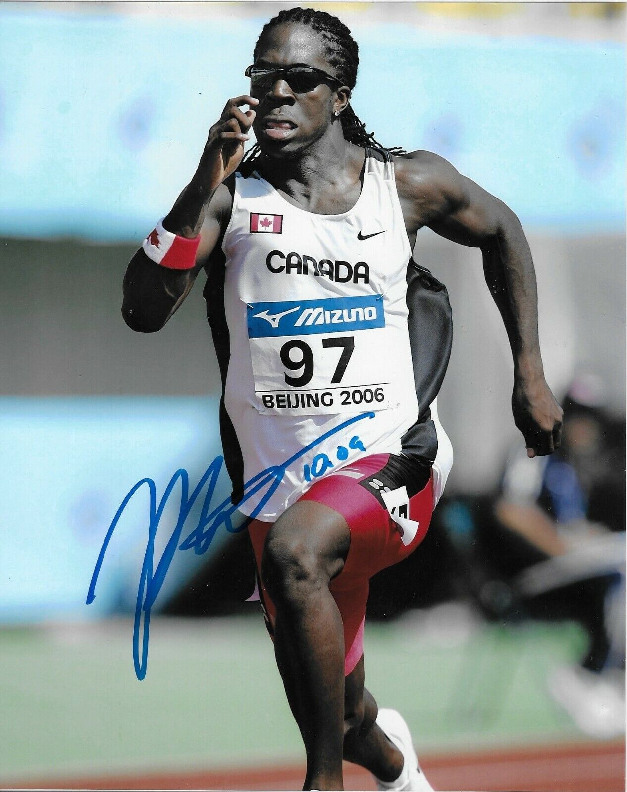 Autographed Justyn Warner 100 Meters Track and Field 8x10 Photo Original