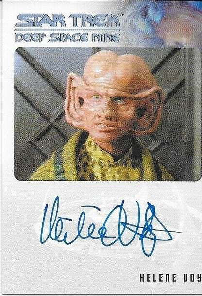 Autographe d'Helene Udy dans le rôle de Pel, héros et méchants de Star Trek Deep Space Nine