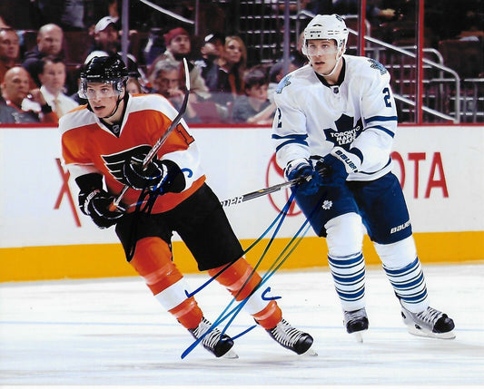 Auto. Toronto Maple Leafs Luke Schenn + Philadelphia Flyers Brayden Schenn 8x10