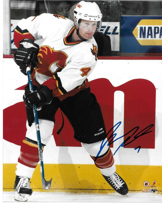 Autographed Calgary Flames Jordan Leopold 8x10 Photo Original