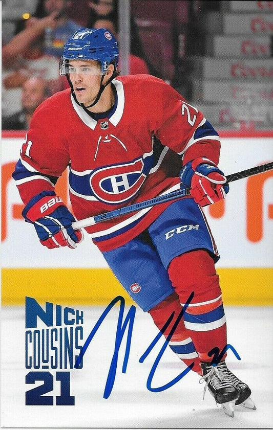 Autographed Nick Cousins Montreal Canadiens Postcard 2019-20 Original