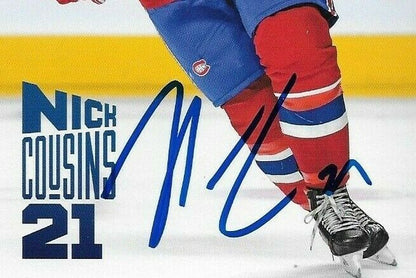 Autographed Nick Cousins Montreal Canadiens Postcard 2019-20 Original