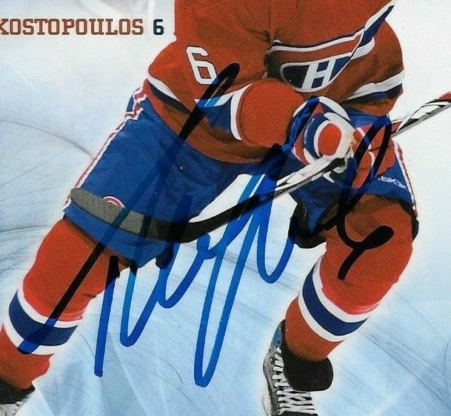 Autographed Tom Kostopoulos Montreal Canadiens Postcard 2007-08 Original