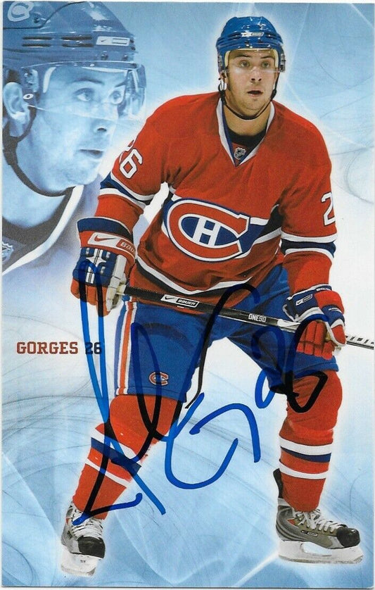 Autographed Josh Gorges Montreal Canadiens Postcard 2007-08 Original