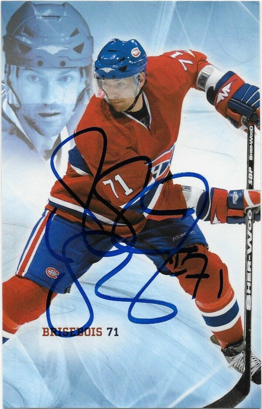 Autographed Patrice Brisebois Montreal Canadiens Postcard 2007-08 Original