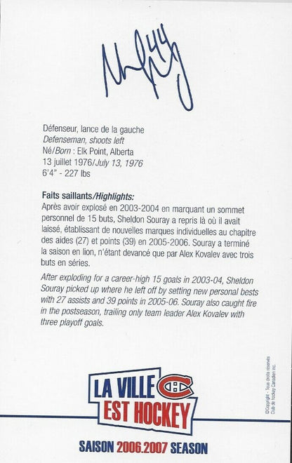 Autographed Sheldon Souray Montreal Canadiens Postcard 2006-07 Original