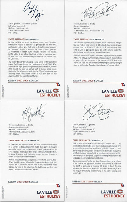 23 Autographed Price Koivu Huet Montreal Canadiens Postcard 2007-08 Original +2