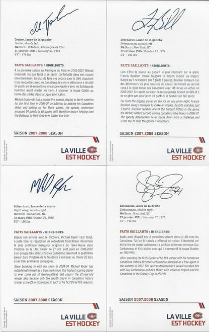 23 Autographed Price Koivu Huet Montreal Canadiens Postcard 2007-08 Original +2