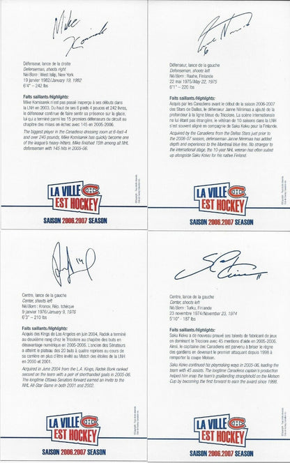 23 Autographed Price Koivu Ryder Montreal Canadiens Postcard 2006-07 Original +1