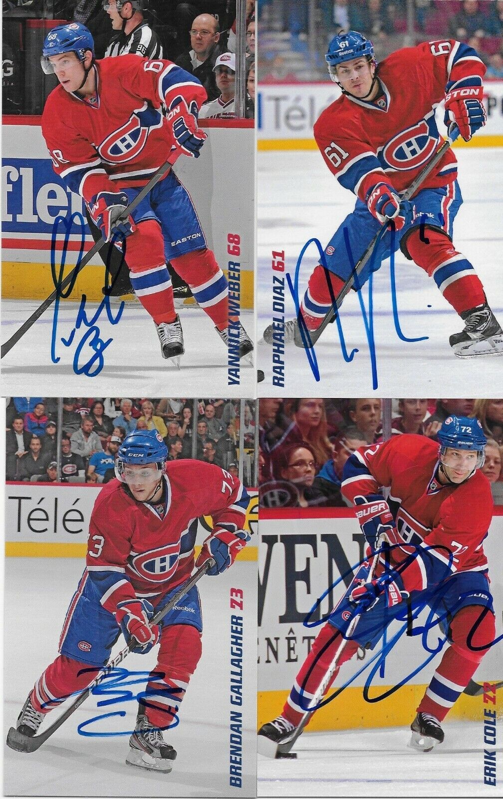 24 Autographed Price Gionta Diaz Montreal Canadiens Postcard 2012-13 Original +1