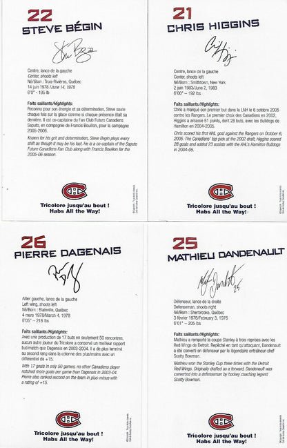21 Auto. Koivu Zednik Huet Montreal Canadiens Postcard Set 2005-06 Original +3
