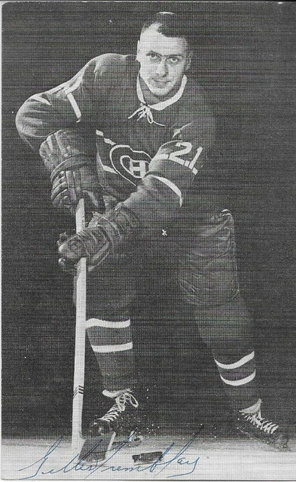 Autographed Gilles Tremblay Montreal Canadiens 1960's Postcard Original