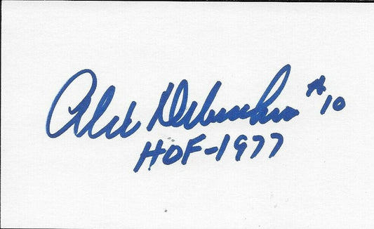 Auto. Hall of Famer Detroit Red Wings Alex Delvecchio Signed 3x5 Index Card