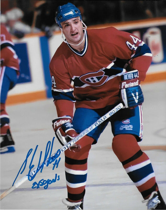 Auto Montreal Canadiens Stephane Richer 8x10 Photo #4 w Inscription 2 x 50 Goals