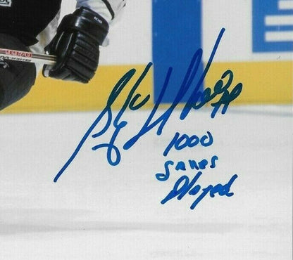 Auto. Pittsburgh Penguins Stephane Richer 8x10 Photo #7 with 1000 Games Played