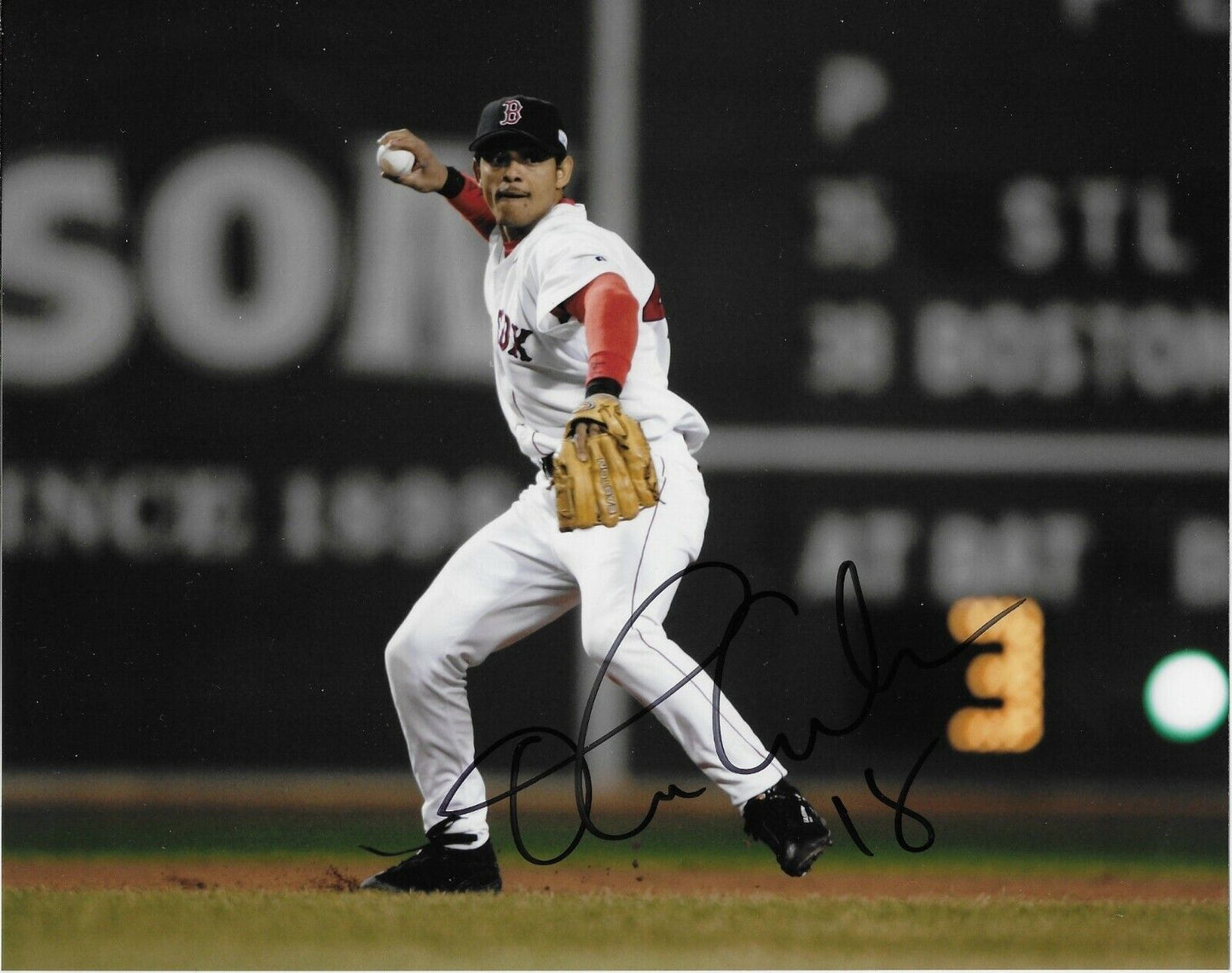 Photo 8x10 autographiée par les Red Sox de Boston Orlando Cabrera #3 Original