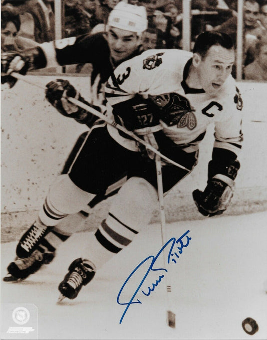 Autographed Chicago Blackhawks Hall of Famer Pierre Pilote 8x10 Photo 2 Original