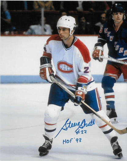 Photo autographiée de Steve Shutt, membre du Temple de la renommée des Canadiens de Montréal, 8x10, n° 3 avec Hof F93