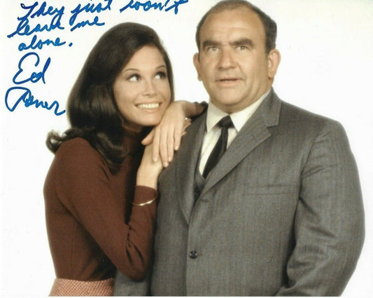 Autographed Award winner Ed Asner signed  Mary Tyler Moore 8x10 photo 2