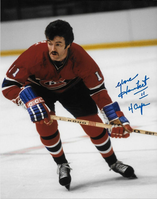 Auto. Montreal Canadiens Yvon Lambert 8x10 Photo #4 with Inscription 4 Cups