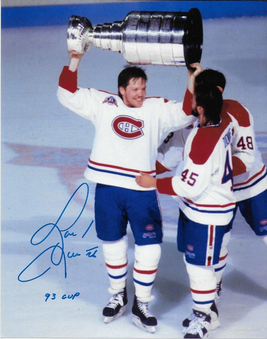 Photo autographiée n° 3 de Gary Leeman, Canadiens de Montréal, 8 x 10, avec inscription « 93 Cup »