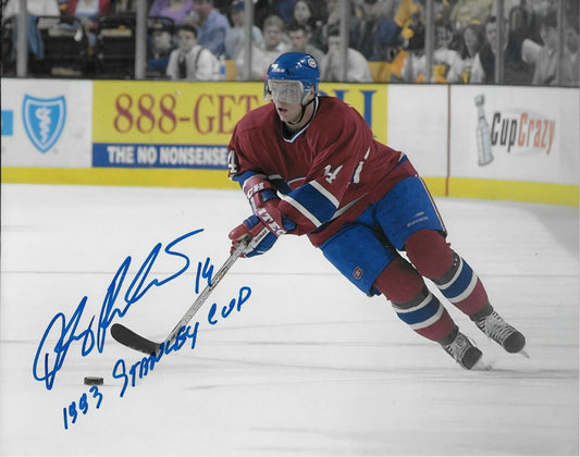 Auto. Montreal Canadiens Oleg Petrov 8x10 Photo #2 w Inscription 93 Stanley Cup
