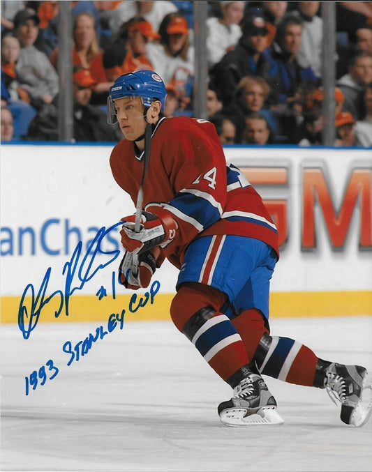 Auto. Montreal Canadiens Oleg Petrov 8x10 Photo with Inscription 93 Stanley Cup