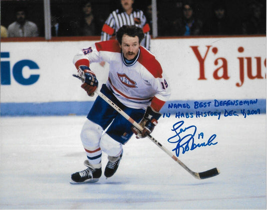Auto Montreal Canadiens Larry Robinson 8x10 Photo 3 w Best Defenceman in History