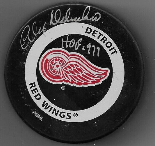 Auto. Detroit Red Wings Alex Delvecchio Official Game Puck w JSA Authentication