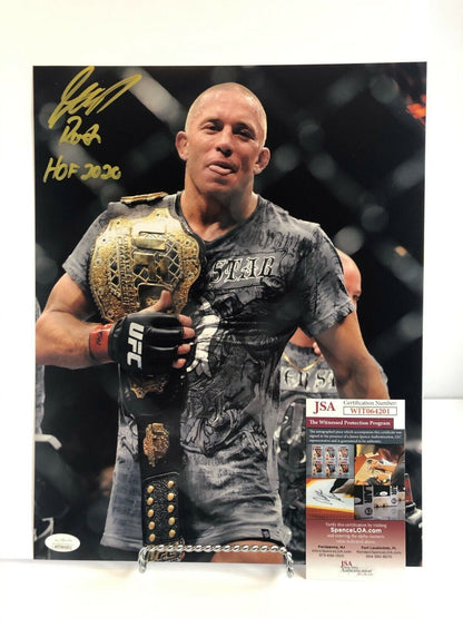 Autographed George St Pierre 11x14 Photo HoF 2020 Inscription JSA Witnessed