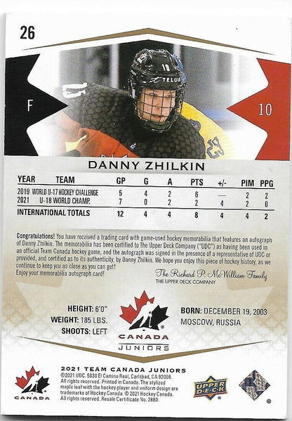 Patch automatique 071/199 de l'équipe Canada Danny Zhilkin 2021