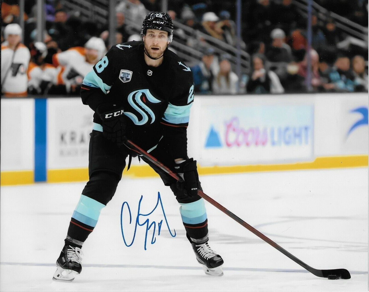 Photo autographiée de Carson Soucy du Kraken de Seattle 8x10
