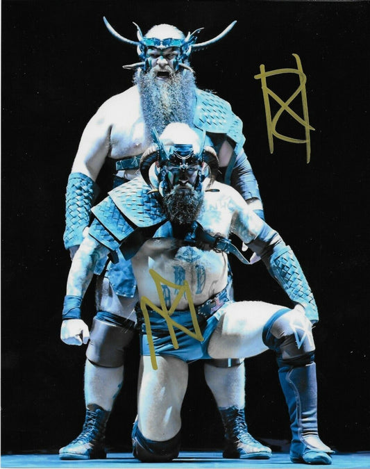 Autographié Wrestling Viking Raiders Erik &amp; Ivar Signé WWE 8x10 Ph. #2 Original